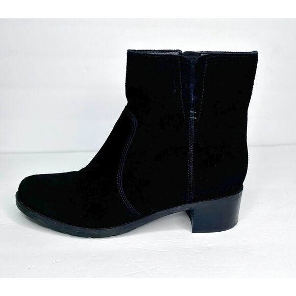 Easy Spirit Senovel Black Suede Boots Block Heel Zipper - Picture 4 of 10